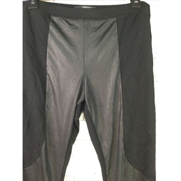 Guess Faux Leather Panel Leggings Women's Size XL Black Stretch High‎ Waist - Picture 6 of 9